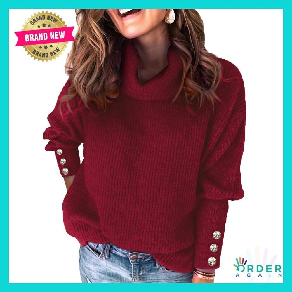 Chunky Knit Turtleneck Sweater Ribbed Oversized Chic Fall Winter Pullover